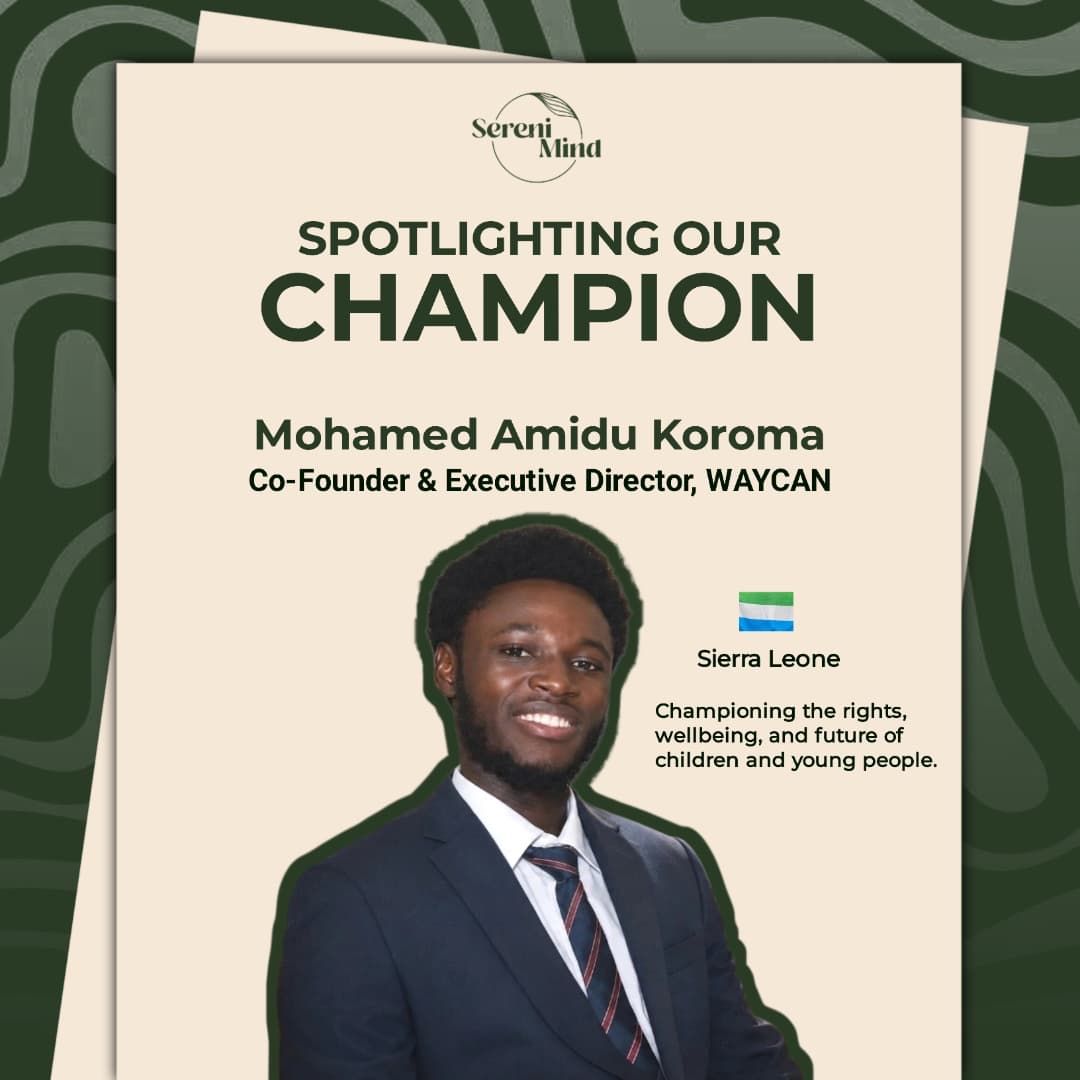 Mohamed Amidu Koroma recognised as SereniMind’s July 2026 Champion Spotlight honouree.